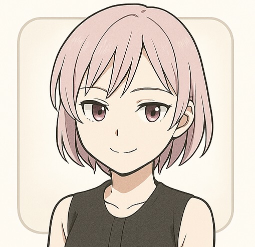 ピンク髪のキャラが微笑んでいるイラスト